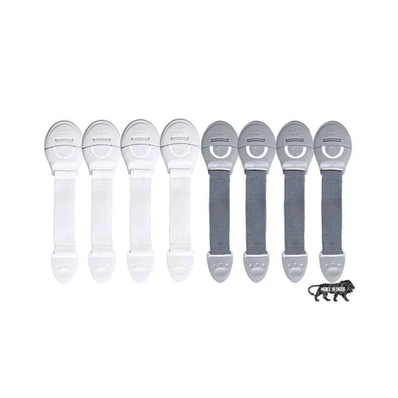 Kids Station Furniture Safety Locks for Kids, Pack of 4 Grey + 4 White,  Safety, Locks for Drawers, Cabinets, Fridge, Cupboard Lock, Strong and Adhesive Safety Locks