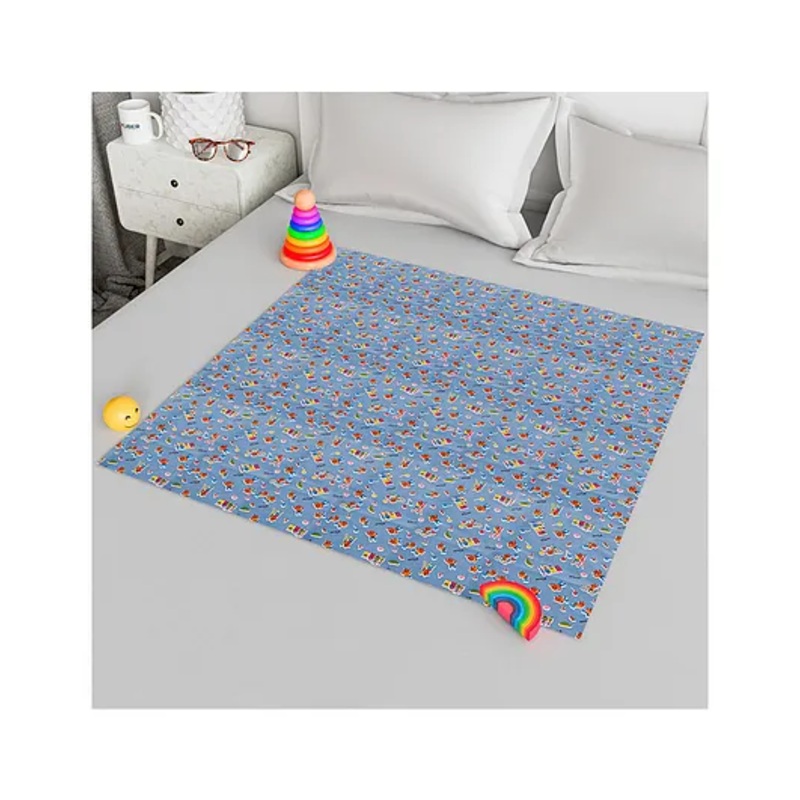 Kuber Industries Baby Sheet  Reversible Baby Plastic Sheet  Crib Sheet for Baby  Bed Wetting Protector Sheet  Baby Mattress Sheet for Baby  Toddler Bed Sheet    Blue