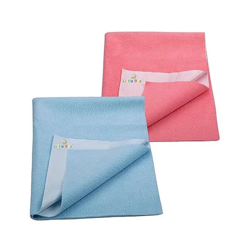 Little Boo Instadry Baby Bed Protector Sheet, Waterproof, small L 70 x B 50cm, Pack of 2 -SkyBlue & Salmon Rose