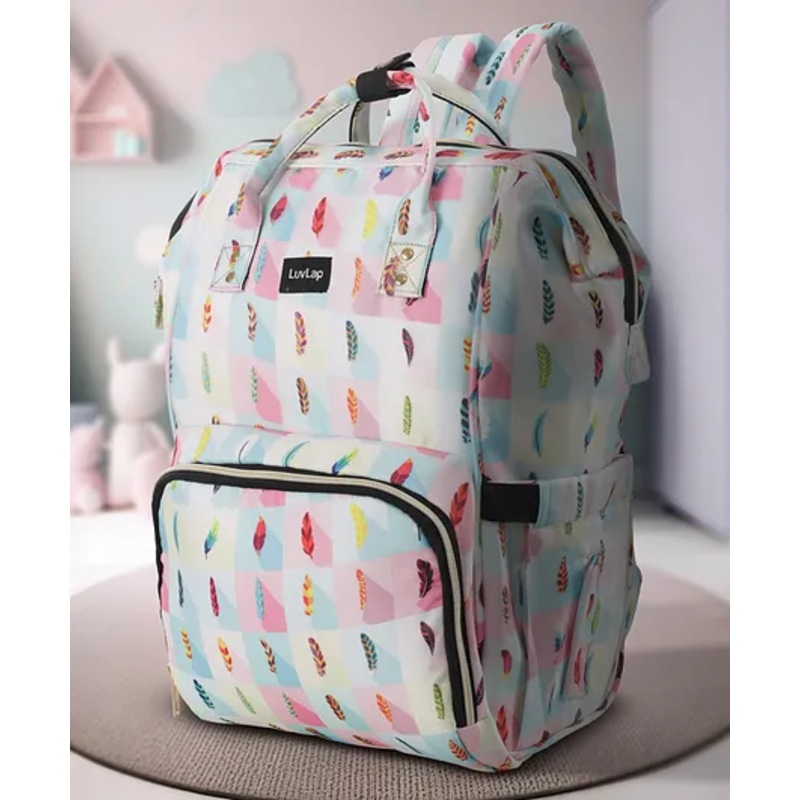 Luv Lap Lily Travel Multifunctional Waterproof Diaper Bag-backpack Cum Tote Bag - White