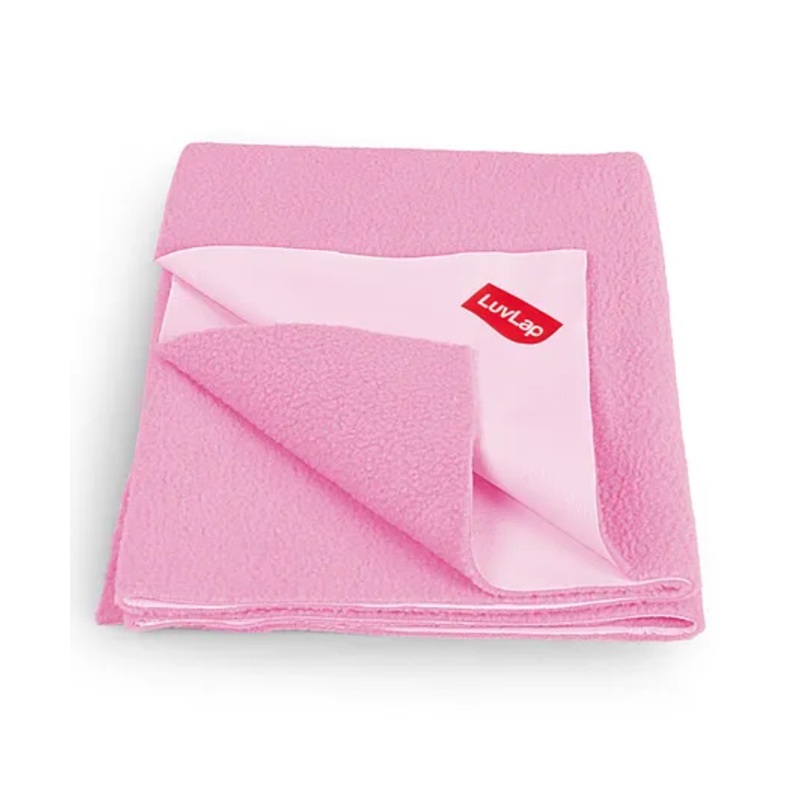LuvLap Instadry Anti-Piling Fleece Quick Dry Baby Bed Protector Sheet, Waterproof, 100x140cm, Baby Pink, Pack of 1
