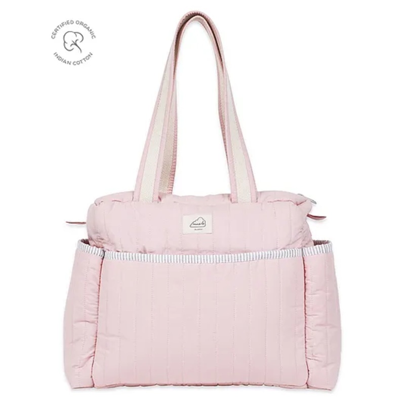 Masilo Organic Cotton Quilted Diaper Bag For kids, Water and stain resistant Coating, With Adjustable cotton straps, Filling: Recycled polyester - Pink
