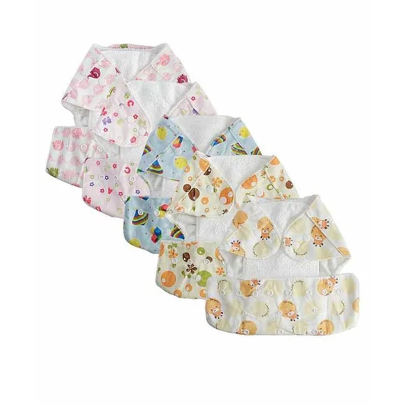 Mom's Home Reusable Pocket Diapers With 5 Inserts Pack of 5 - Multicolor