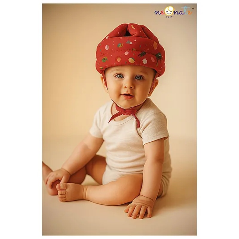NeonateCare Baby Helmet, Toddler Head Protector for 6+ Months - (Red space Print Helmet)