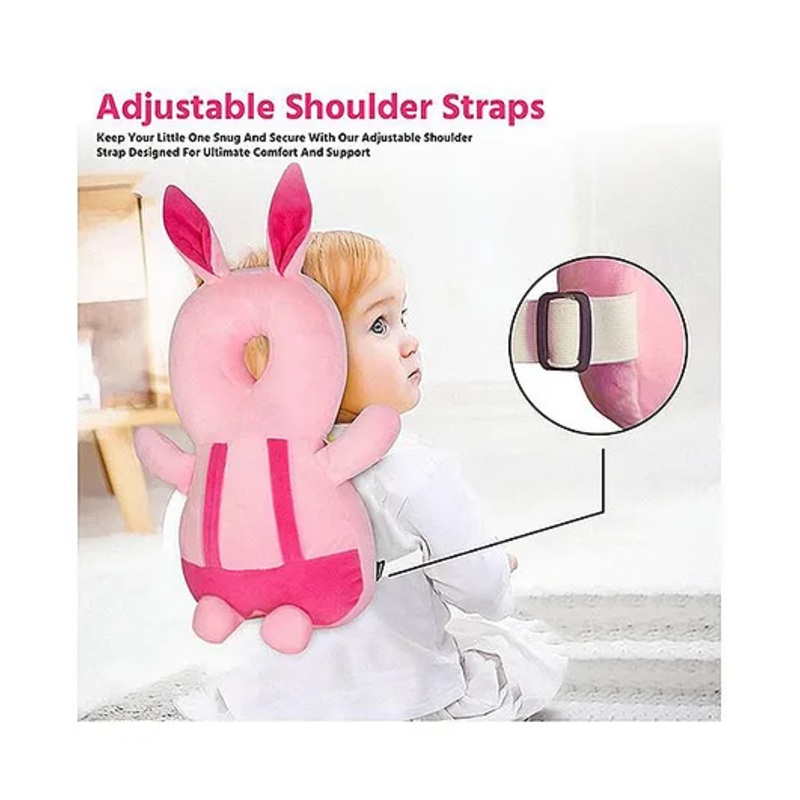 NeonateCare Cushion Toddler Head Protection Backpack Baby Drop Pillow with Knee Pads - (pink rabit head protector + Knee pads)