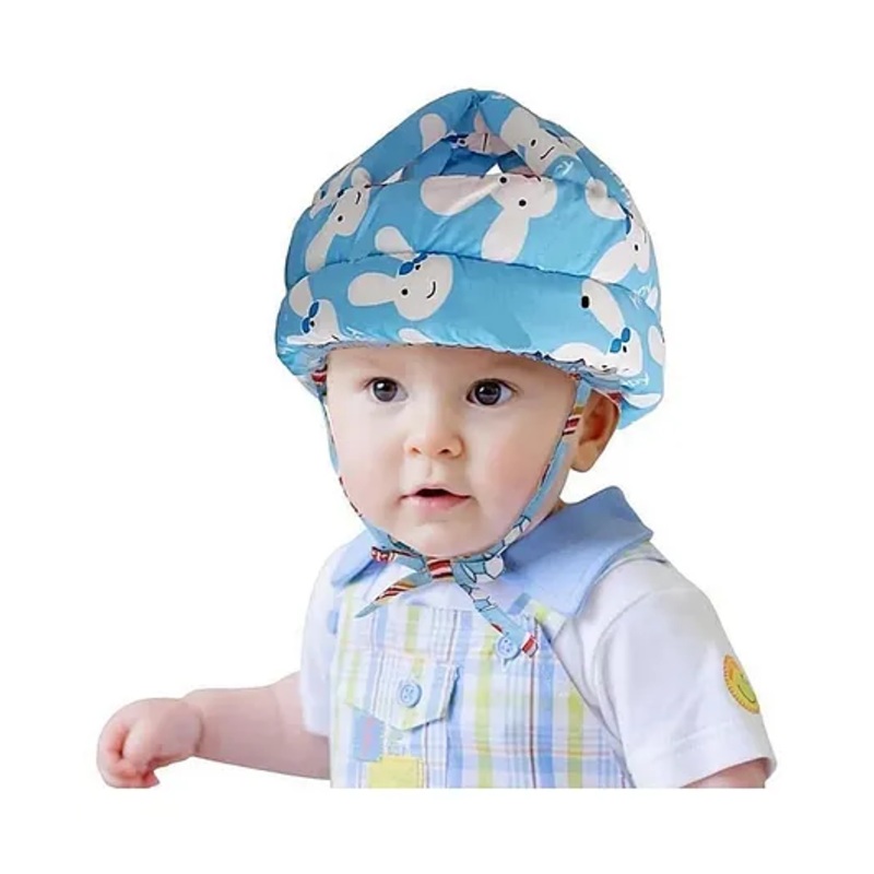 Numum Adjustable Baby Safety Helmet Soft - Anti-Fall - Anti-Collision Head Protector for Infants Learning to Walk or Run -( Blue smiley helmet) (color and design may vary)