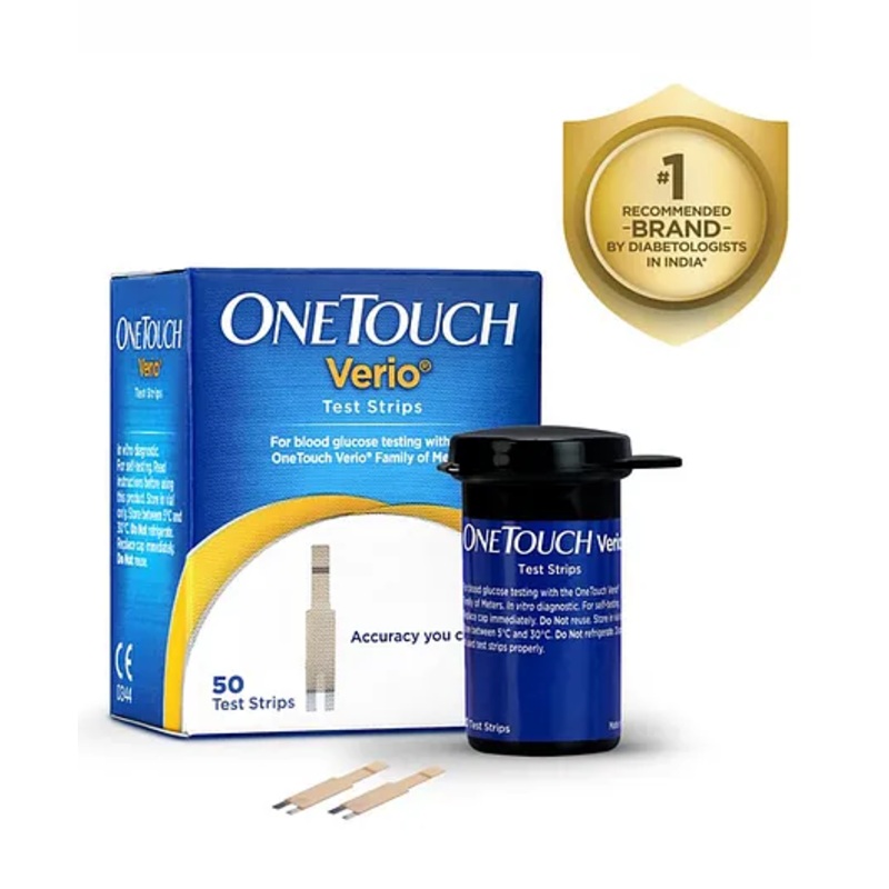 OneTouch Verio Test Strips | Pack of 50 Strips | Blood Sugar Test Machine Testing Strips | Global Iconic Brand | For use with OneTouch Verio Flex Glucometer