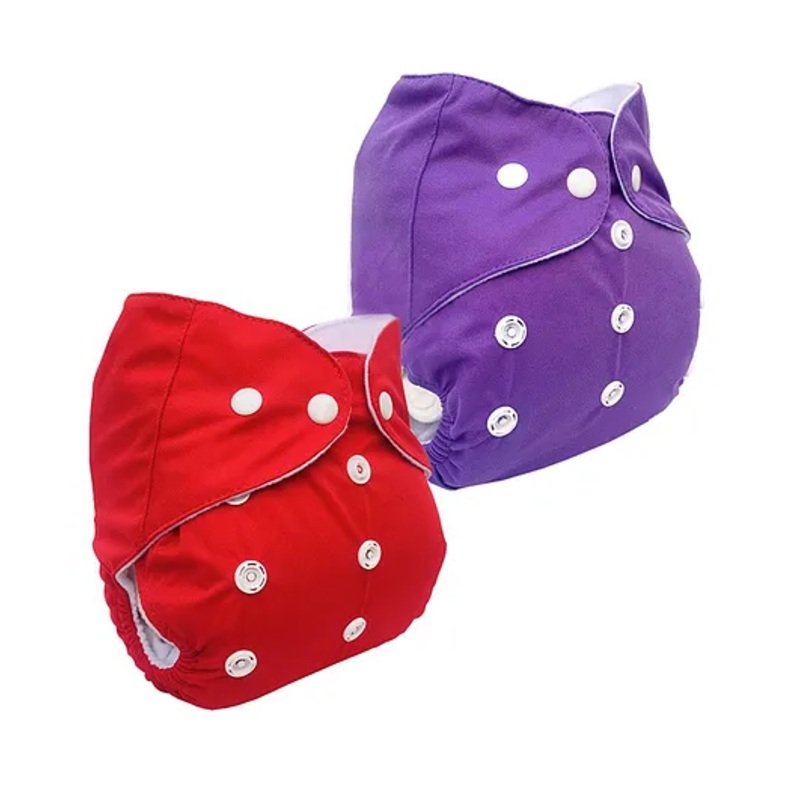 Sparkle Joy Free Size Reusable Cloth Diaper Without Insert Pack Of 2 - Red & Purple