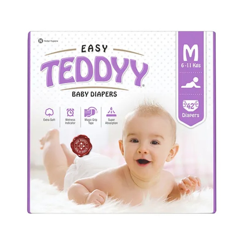 Teddyy Baby Easy Tape Diapers Medium 42 Diapers (Pack of 1)  6-11 kgs