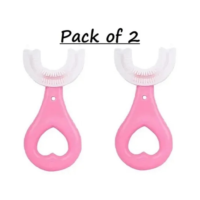 Tiny Tycoonz Soft Sillicone U Shaped Toothbrush Pack of 2 - Pink
