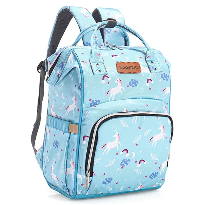 Babyhug Diaper Backpack Unicorn Print - Blue