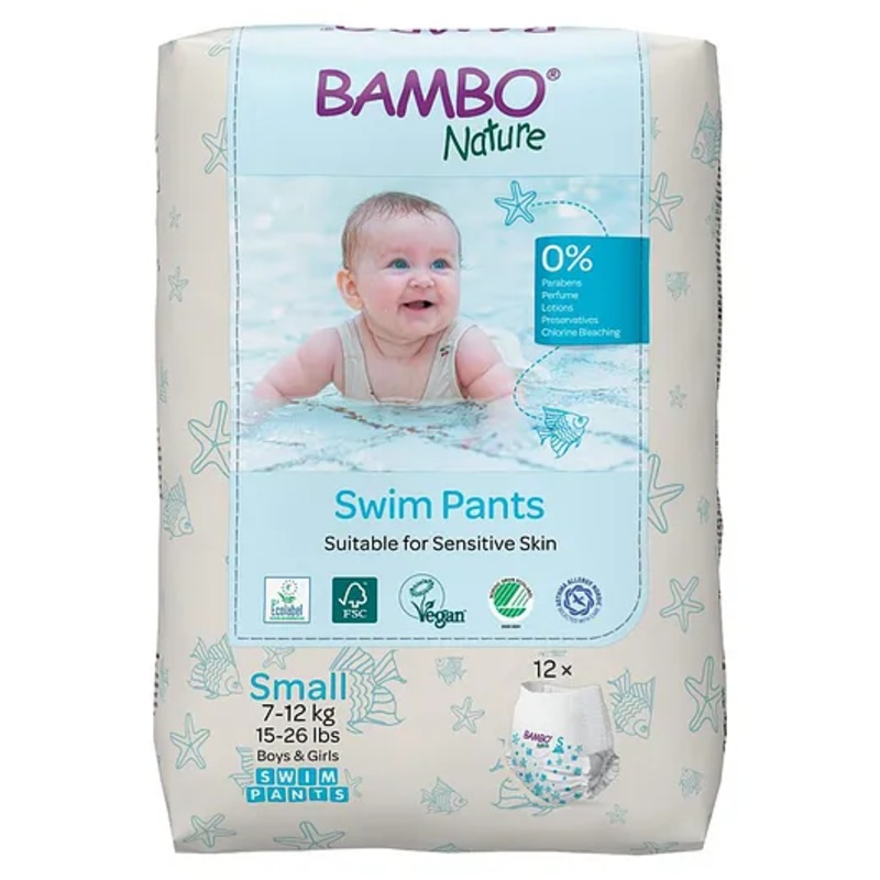 Bambo Nature Disposable Swim Diaper Pants, Small (7-12 kgs)