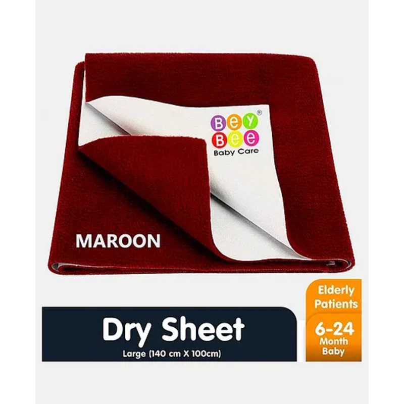 BeyBee Waterproof Bed protector Rubber Sheet, Large - Maroon