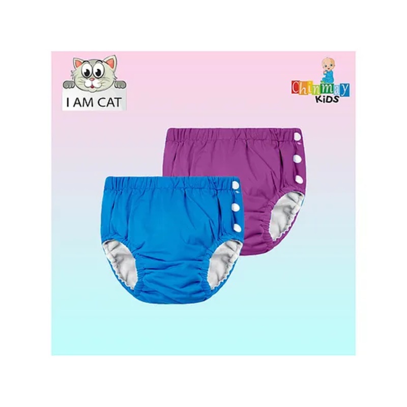 Chinmay Kids Reusable Swimwear Diaper Pants Set Of 2 - Purple & Blue