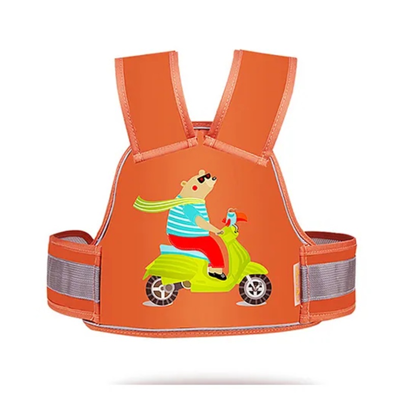 Chinmay Kids Safety Belt for Two Wheeler with Reflective Strips Adjustable Safety Harness - Orange