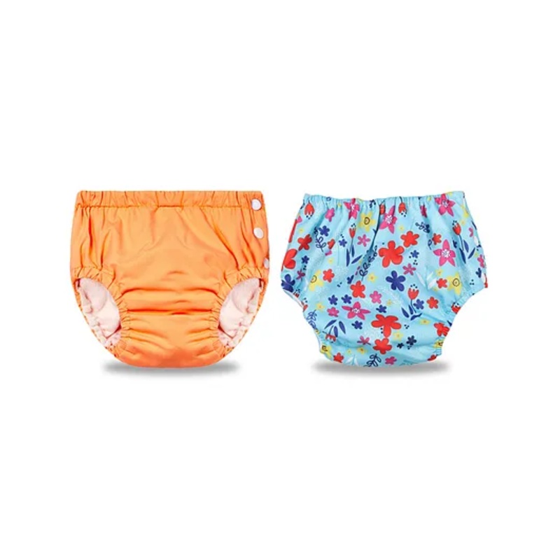 Chinmay Kids Swimming Pants Reusable Swimwear Diaper Pool Pants Pack of 2 - Orange & Blue
