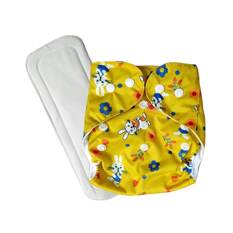 Fantasy India Washable Baby Diaper Premium Cloth Diaper Reusable Adjustable Size Waterproof Pocket Cloth Diaper Nappie - Yellow