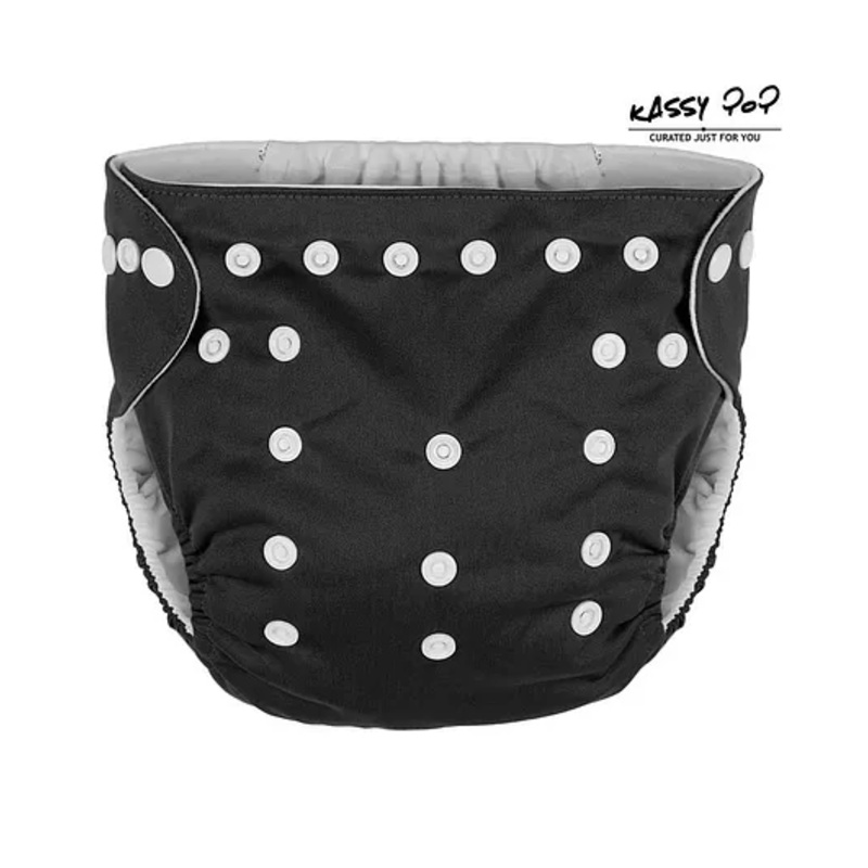 Kassy Pop Reusable Diaper Cover With Cotton Absorbing Pad - Black