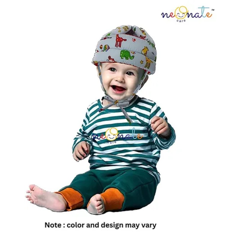 NeonateCare Baby Helmet Kids Helmet -  Adjustable Size for Baby Learning to Walk or Run -  Soft Safety Helmet (Jungle Print blue Helmet)