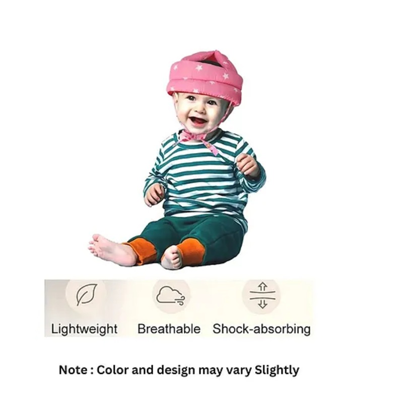 Numum Baby Head Protector Helmet - Adjustable Size for Baby to Learn Walk Or Run Fabric Helmet - Infant Anti Fall and Collision -( Pink Star helmet) ( color and design may vary)