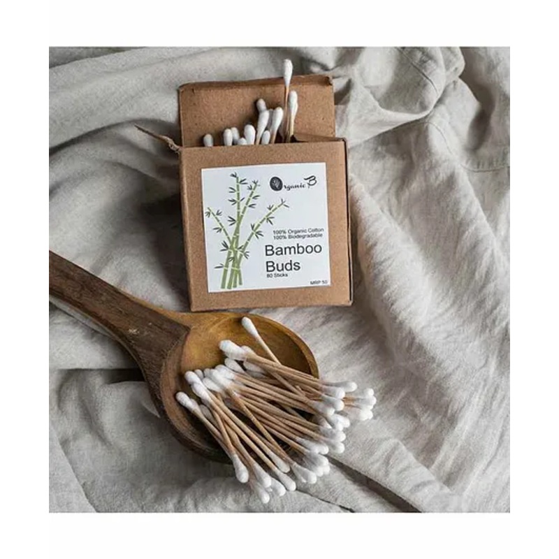 Organic B Bamboo Cotton Swabs Pack of 2 - 80 Pieces