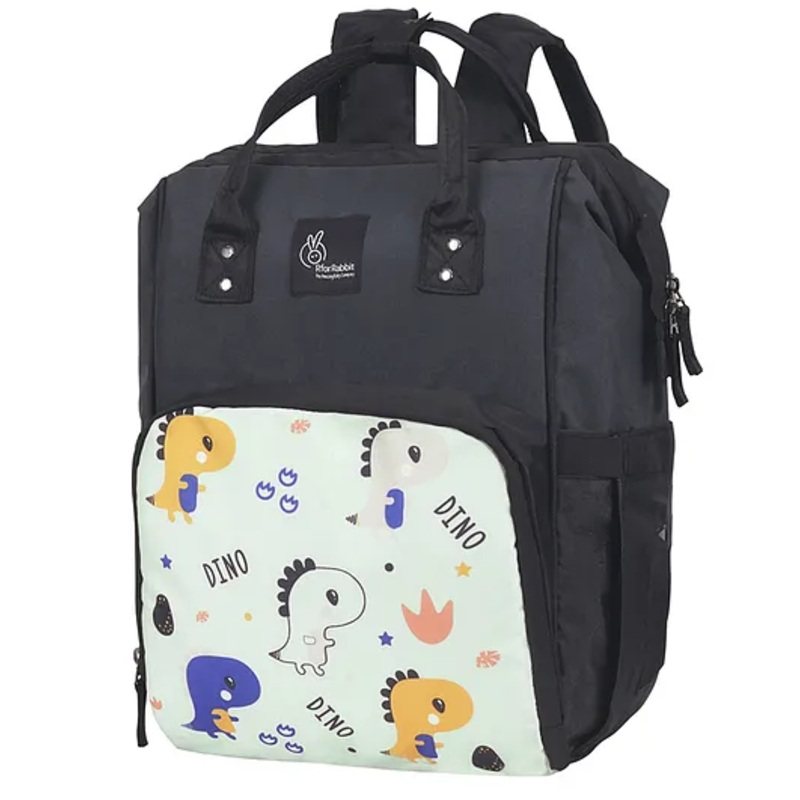 R for Rabbit Caramello Dino Diaper Bag for Mother, Multipurpose Stylish Diaper Bag with 11 Pockets, Water Resistant, 3 Insulated Front Pockets (Sea Green)