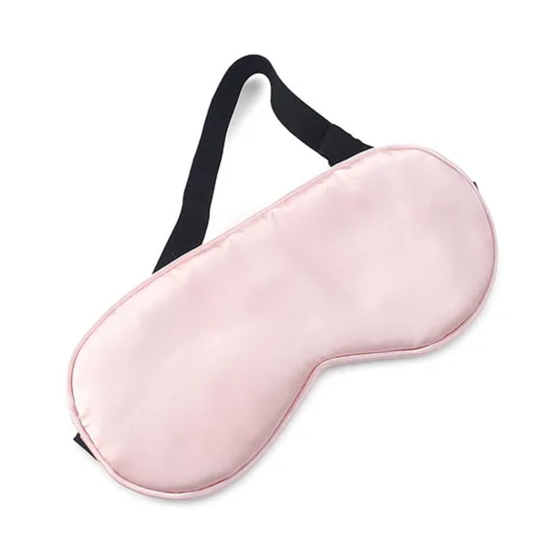 Solid Coloured Satin Eye Mask With Adjustable Strap - Pink