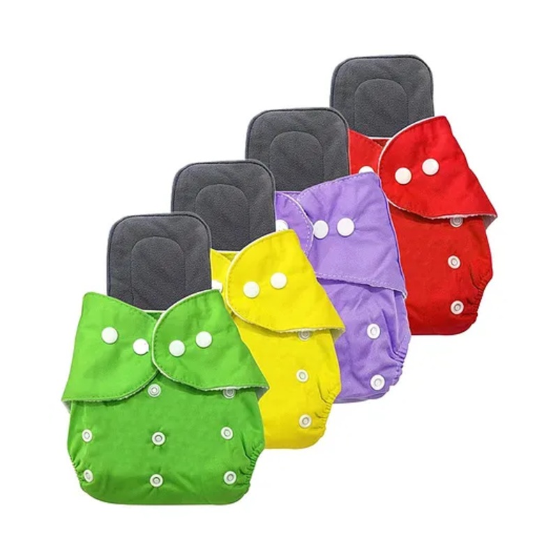 Sparkle Joy Free Size Reusable Cloth Diaper With Insert Pack Of 4 - Multicolor