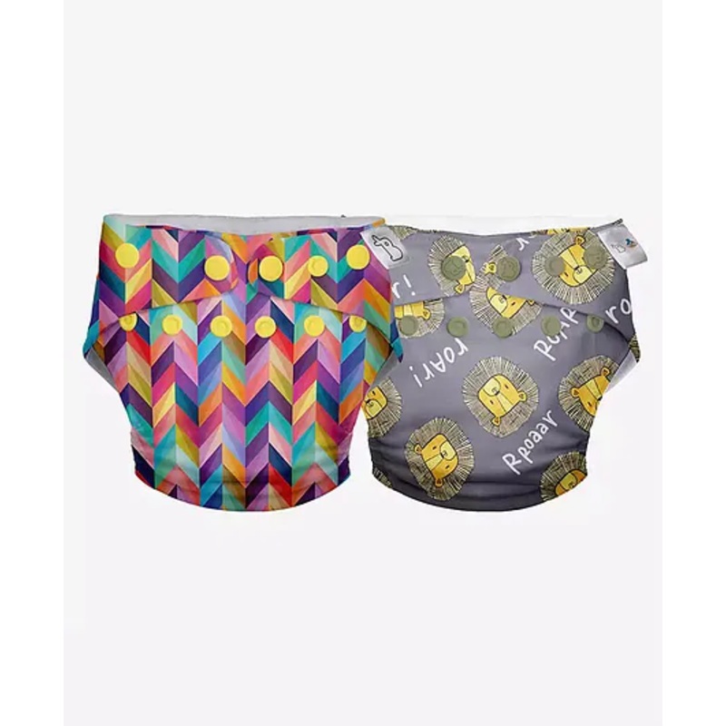 SuperBottoms Swimming Diapers for Babies & Toddlers - Washable, Reusable & Adjustable Swim Diapers | Pack of 2 | Colour Pop & I'm Roar-some