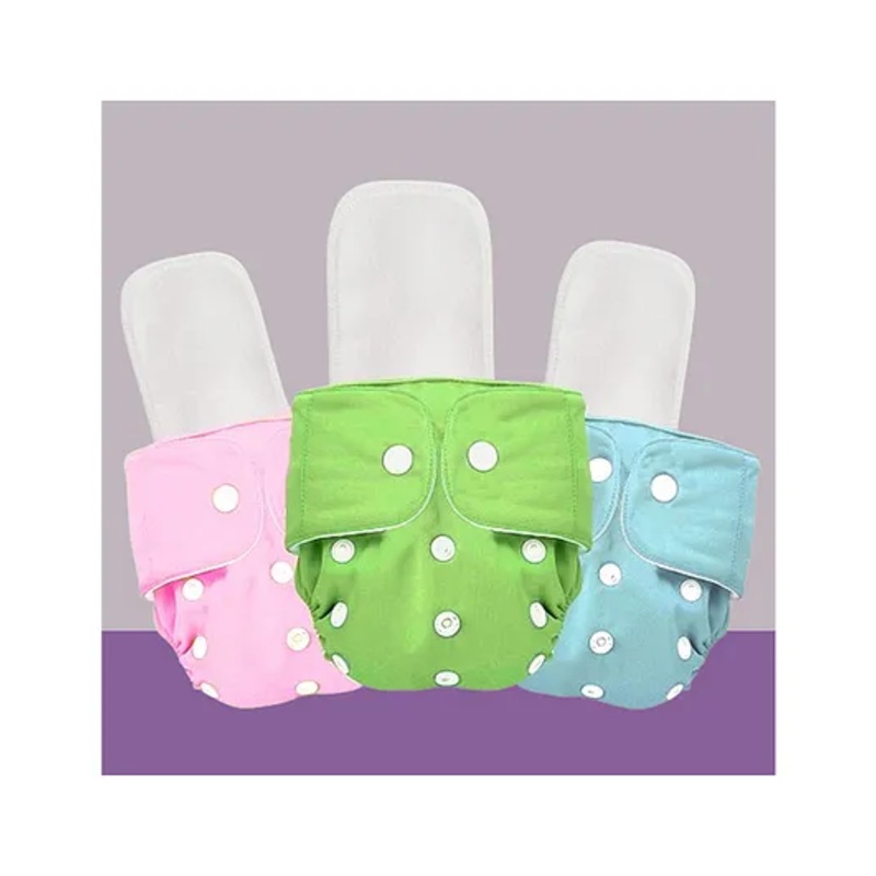 The Cheeky Kidzz Baby 3 Reusable Cotton Cloth Diaper And 3 Microfiber Bamboo White Insert Pads (0-24 Months) (Multicolor)