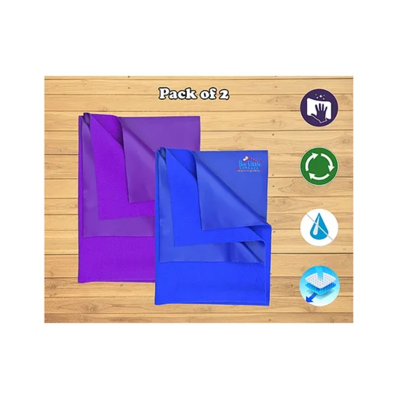 THE LITTLE LOOKERS Quicky Dry Sheets Massage Mats Water Proof Bed Protector Crib Sheets for Baby Large Pack of 2  - Purple Navy Blue