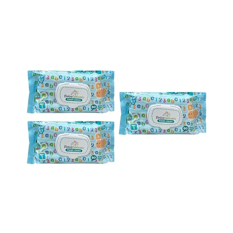 The Little Lookers  Soft Cleansing Anti Bacterial Baby Cotton Wipes Pack Of 3 - 90 Pieces Each