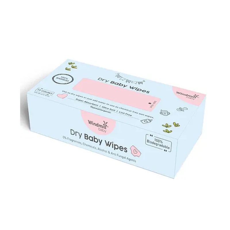 Windmill baby Natural Dry Baby Wipes, 72 count