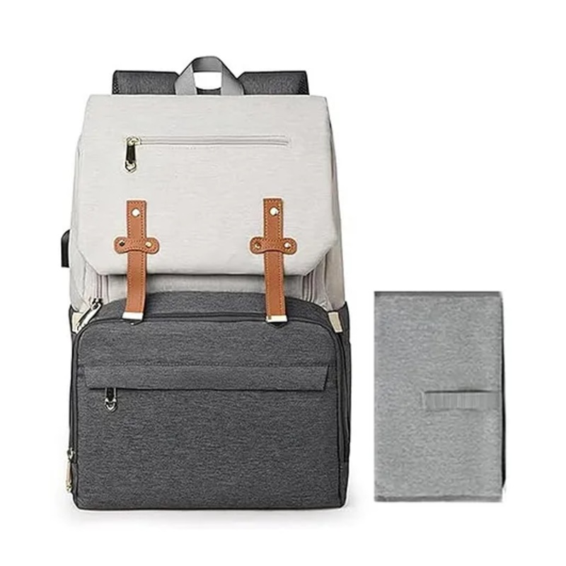 Winnies All-in-One Baby Diaper Bag Backpack Grey