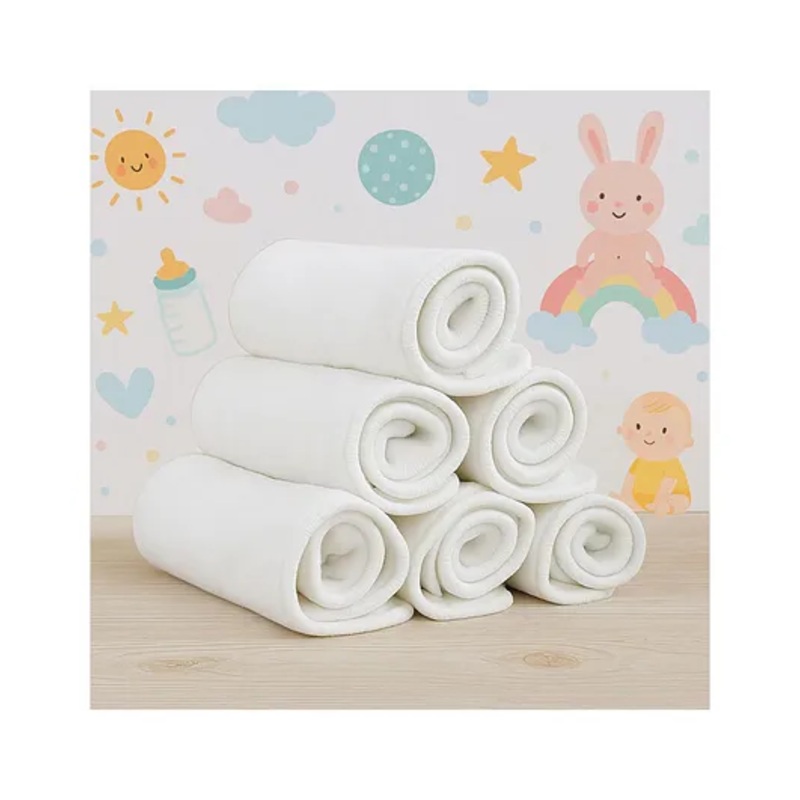 AEREX Reusable White Inserts Pads for Diapers Bamboo Charcoal Inserts Liners Natures Cloth Diaper Liner Wet Free Booster Inserts Nappy Inserts for Baby Cloth Diapers (Pack of 7)