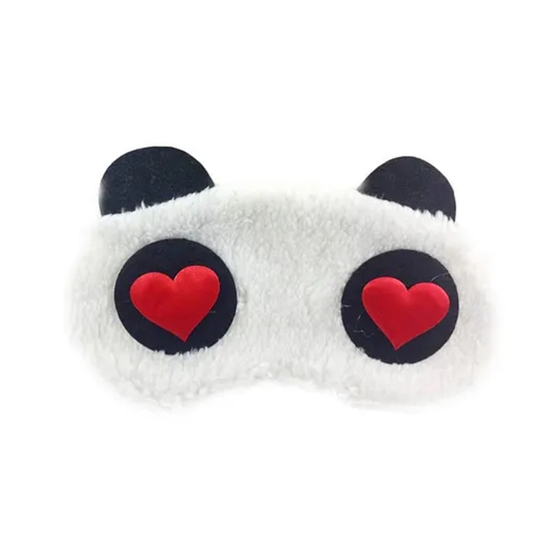 Awestuffs Love Eyes Panda Sleeping Eye Plush Mask Nap Eye Shade Cartoon Blindfold Sleep Eyes Cover Sleeping Travel Rest Eye Patch Sleep Mask