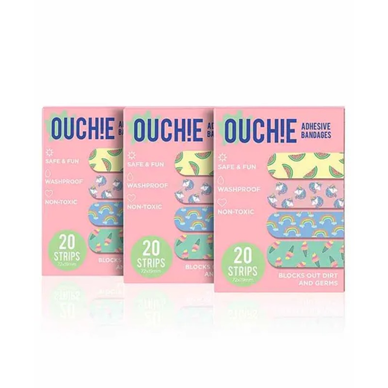 Aya Papaya Ouchie Non-Toxic Printed Bandages Pack of 3 - 20 Bandages each