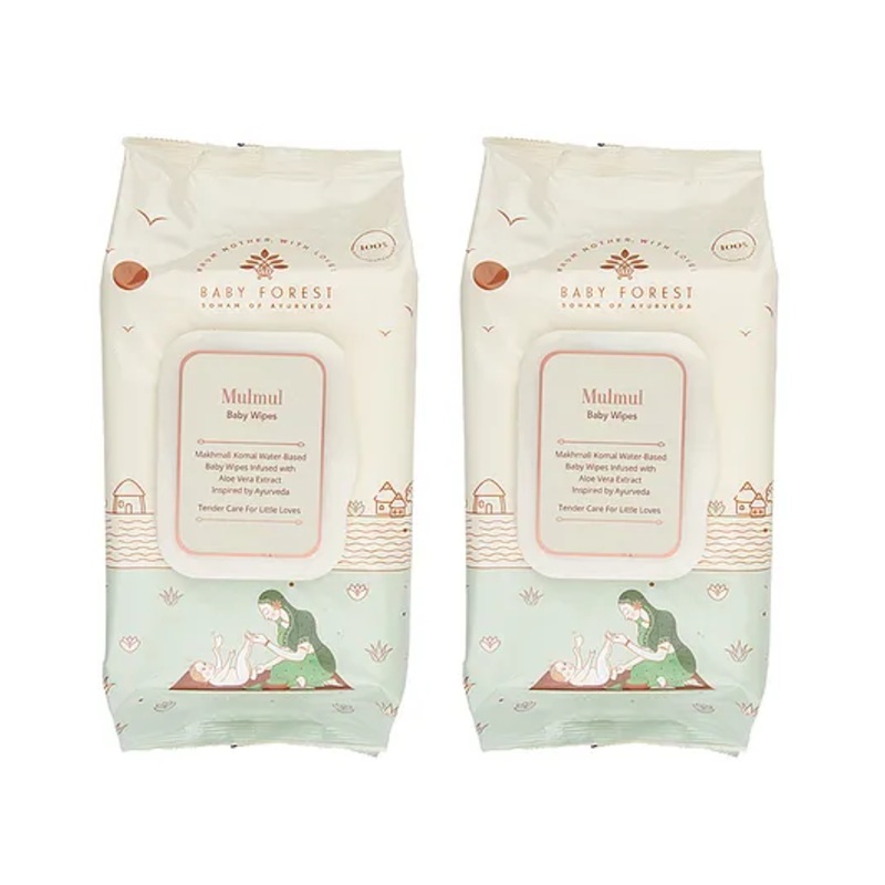 BABY FOREST Mulmul Baby Wipes Ultra Soft Water Based Wipes 72 Wipes Each - Pack of 2