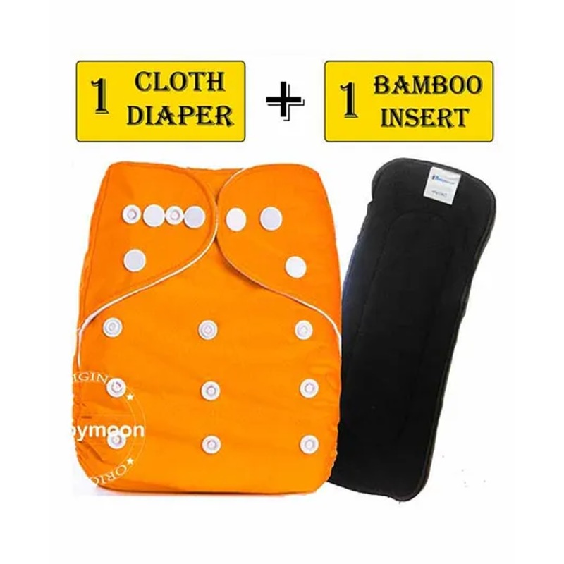 Babymoon Reusable Cloth Diaper with Insert - Orange