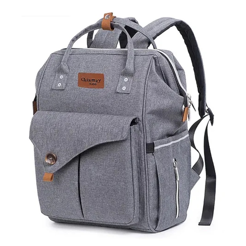 Chinmay Kids Large Capacity Mother Bag Diaper Backpack with Insulated Bottle Storage Bag Diaper Bag  (Light Grey)