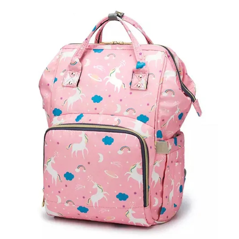 Chinmay Kids Large Capacity Mother Bag Diaper Backpack with Insulated Bottle Storage - Light Pink