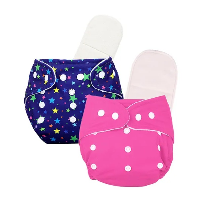 Deedry Cloth Reusable Diapers With Insert Pack of 2 - Blue & Pink