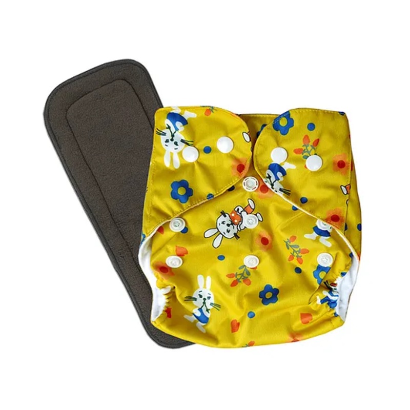 Domenico Washable Baby Diaper Premium Cloth Diaper Reusable Adjustable Size Waterproof Pocket Cloth Diaper Nappie (1 Diaper and 1 Insert Pad)