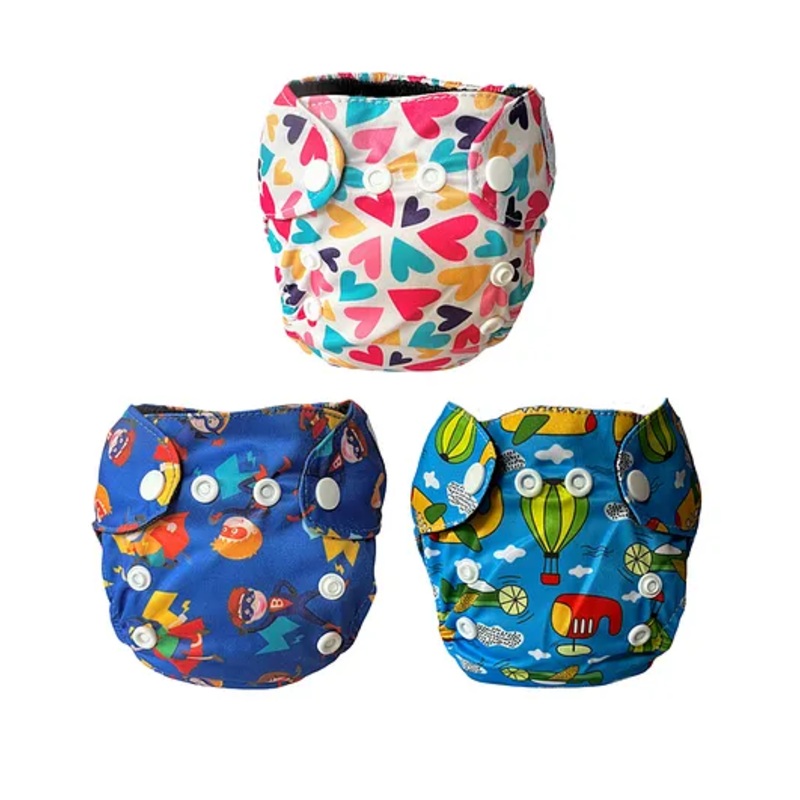Dumbledo Newborn All-in-One Leak Proof Reusable Cloth Diaper Pack of 3 - Multicolor
