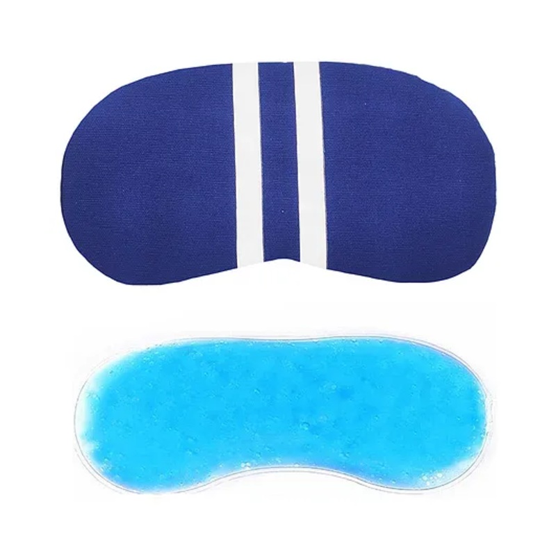 Jenna White Line Purple Printed Sleeping Eye Mask With Cooling Gel - Blue
