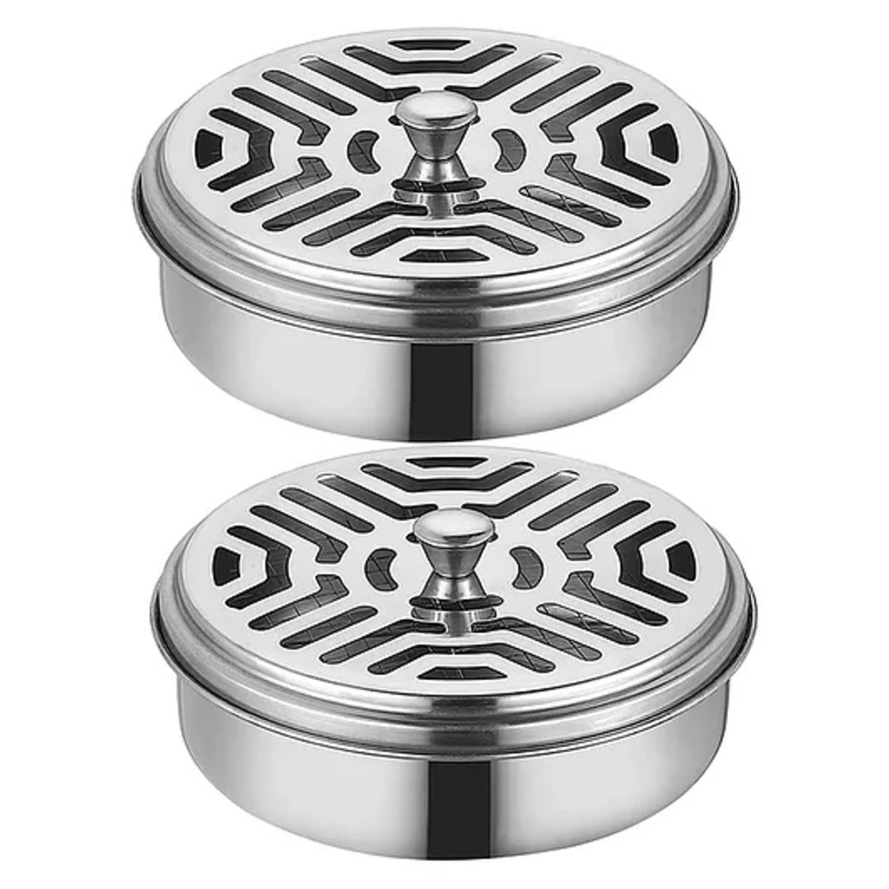 KolorFish Portable Mosquito Coil Holder, Mosquito Incense Box Sandalwood Holder with Handle Fireproof Incense Burner for Home Office Camping (Pack of 2)