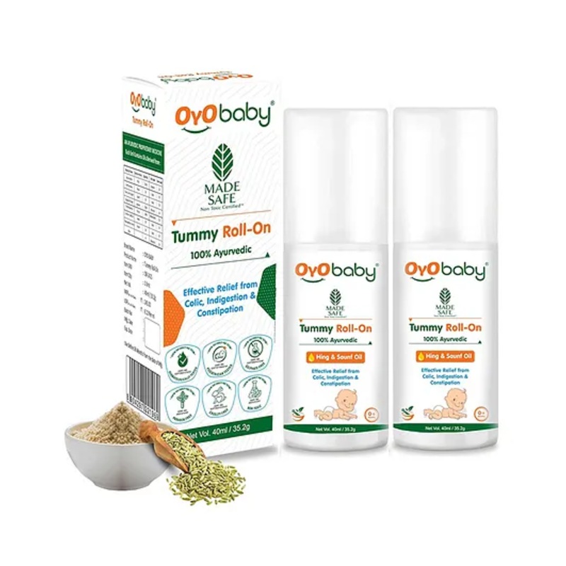OYO BABY Ayurvedic Tummy Roll-On for Babies | Colic Relief, Constipation & Indigestion | Hing & Saunf Formula |40 ml