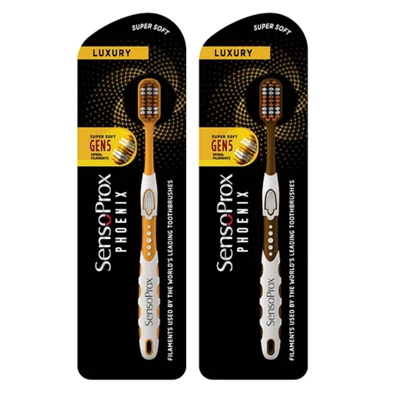 SensoProx Phoenix Toothbrush Pack of 2 - Yellow & Brown