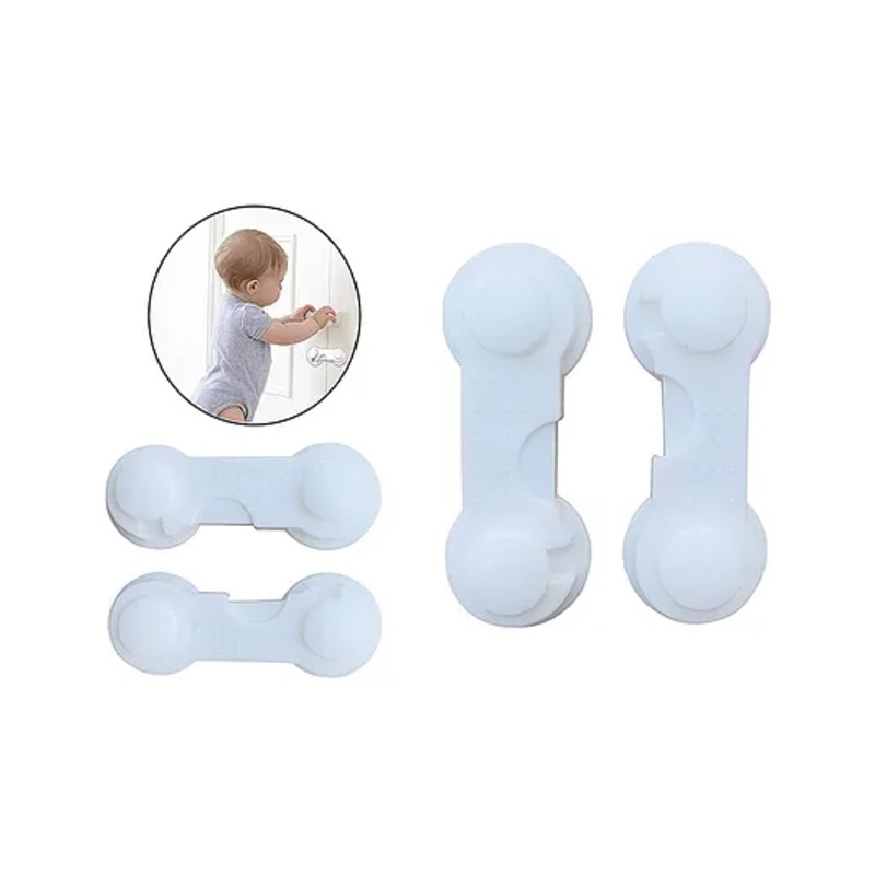 THE LITTLE LOOKERS Multipurpose  Safety Lock for Doors, Cabinet, Fridge, Drawer White - Pack of 4