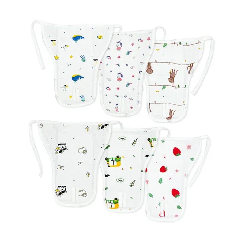 Zizuka Muslin Soft Cotton Reusable Newborn Baby Langot, Nappy -Multicolor - Pack of 6, 0-3 Months